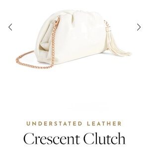 New Understated Clutch Vegan Leather Handbag in Ivory.